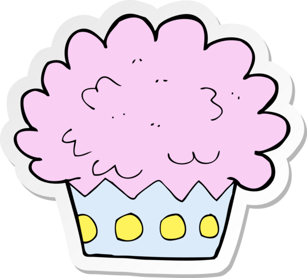 Bir insan tarafından çizilmiş bir karikatür fincan kekinin etiketi.