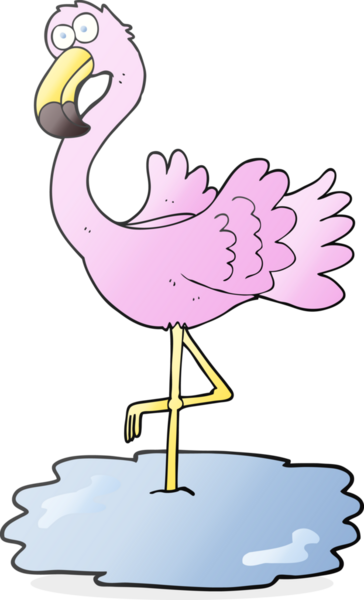 Bir insan tarafından çizilmiş flamingo karikatürü.