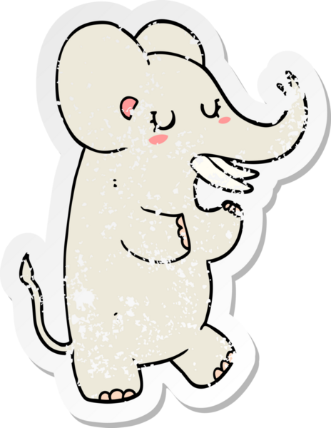 Bir insan tarafından çizilmiş karikatür filinin sıkıntılı çıkartması.