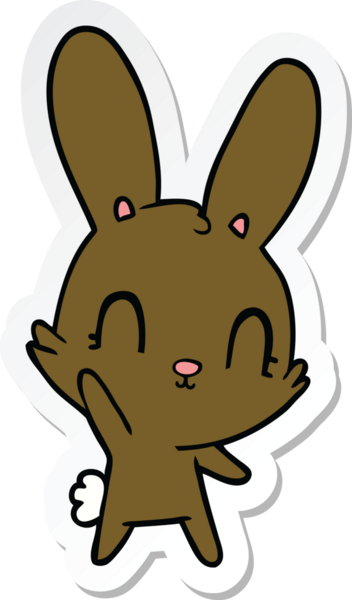 Bir insan tarafından çizilmiş şirin bir tavşanın çıkartması.