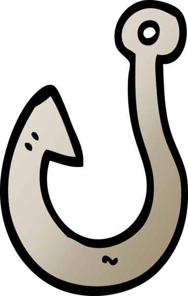 vektör gradyan çizim karikatür balık kancası bir insan tarafından çizildi