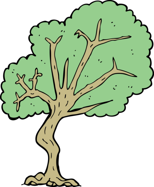 Bir insan tarafından çizilmiş çizgi film ağacı.