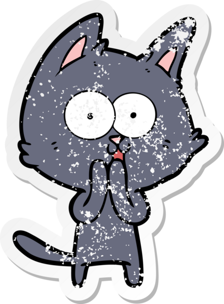 Bir insan tarafından çizilmiş komik bir çizgi film kedisinin sıkıntılı çıkartması.