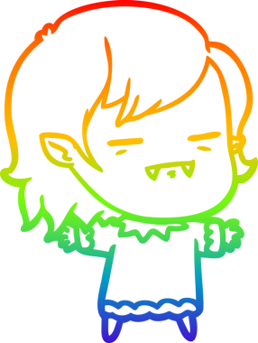 Gökkuşağı gradyan çizgi çizimi Bir insan tarafından çizilen ölümsüz vampir kız çizgi