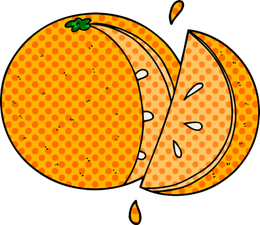 Bir insan tarafından çizilmiş portakal dilimi.