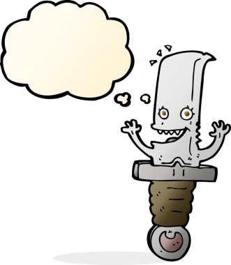 Bir insan tarafından çizilmiş düşünce baloncuğu olan çılgın çizgi film karakteri.