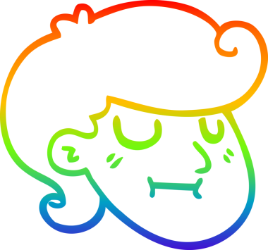 Gökkuşağı gradyan çizgi çizimi Bir insan tarafından çizilmiş mutlu sarışın çocuk