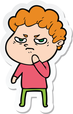 Bir insan tarafından çizilmiş kızgın bir adamın çıkartması.