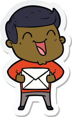 Bir insan tarafından çizilmiş bir karikatür adamın çıkartması.