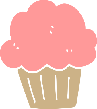 Bir insan tarafından çizilmiş düz renkli çizgi film keki.