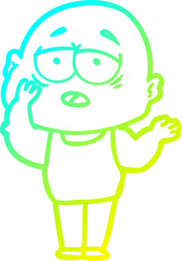 Bir insan tarafından çizilmiş, yorgun, kel bir adamın çizdiği soğuk çizgi.