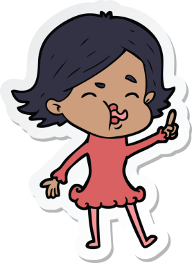 Bir insan tarafından çizilmiş bir karikatür kızının çıkartması.