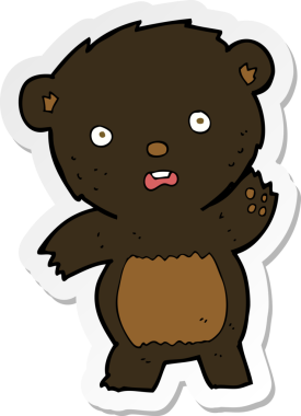 Bir insan tarafından çizilmiş siyah ayı yavrusu sallayan bir çizgi filmin çıkartması.