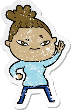 Bir insan tarafından çizilmiş karikatür bir kadının sıkıntılı çıkartması.