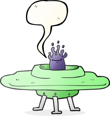 Bir insan tarafından çizilmiş serbest konuşma balonu uçan daire.