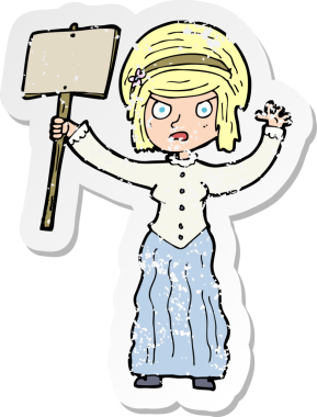 Bir insan tarafından çizilen Viktoryan kadın karikatürünün gerilimli yapıştırması.