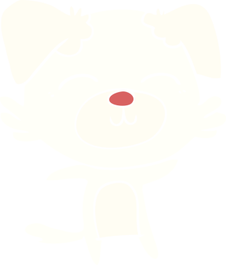 Bir insan tarafından çizilmiş düz renkli çizgi film köpeği.