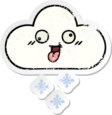 Bir insan tarafından çizilmiş tatlı bir karikatür kar bulutunun sıkıntılı çıkartması