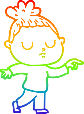 Gökkuşağı gradyan çizgi çizimi bir insan tarafından çizilmiş sakin bir kadın