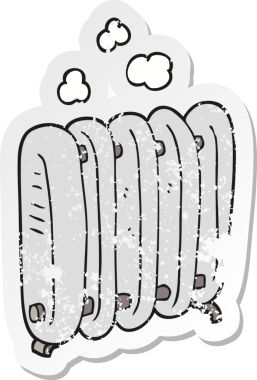 Bir insan tarafından çizilmiş karikatür radyatörünün gerilimli yapıştırması.