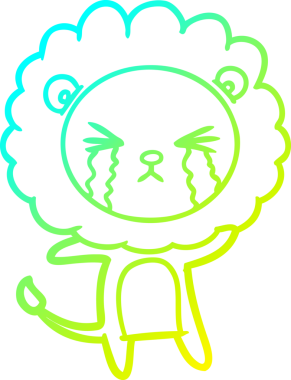 Bir insan tarafından çizilmiş ağlayan aslanın soğuk gradyan çizgisi