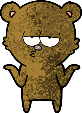 Bir insan tarafından çizilmiş sıkılmış ayı omuz silkme