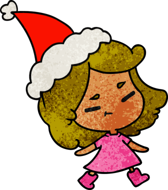 Bir insan tarafından çizilmiş kawai kızının el çizimi karikatürü.