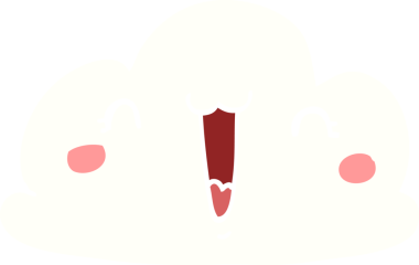 Bir insan tarafından çizilmiş şirin düz renkli çizgi film bulutu