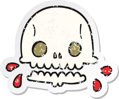 Bir insan tarafından çizilmiş ürkütücü bir karikatür çıkartması.