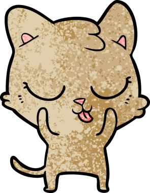 Bir insan tarafından çizilmiş çizgi film kedisi.