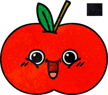 Bir insan tarafından çizilmiş kırmızı elmanın retro grunge deseni.