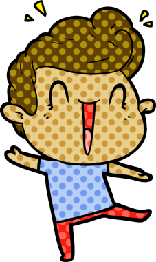 Bir insan tarafından çizilmiş heyecanlı bir çizgi film.