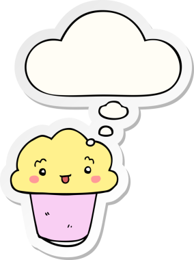 Bir insan tarafından çizilmiş, üzerinde düşünce kabarcığı olan çizgi film keki.