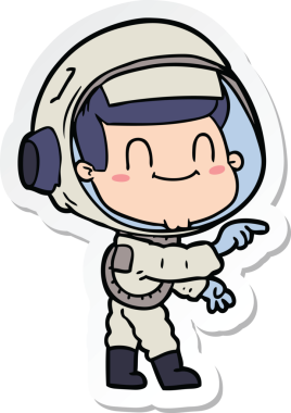 Bir insan tarafından çizilmiş mutlu bir astronotun çıkartması.
