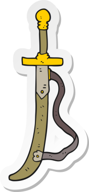 Bir insan tarafından çizilmiş karikatür kılıcının çıkartması.