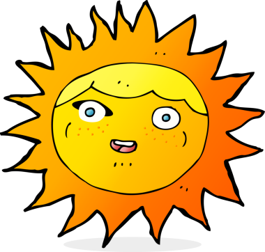 bir insan tarafından çizilmiş güneş çizgi film karakteri