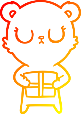 Huzurlu bir çizgi film ayısının sıcak çizgi çizimi bir insan tarafından çizilmiş.