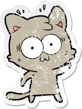 Bir karikatür çıkartması bir insan tarafından çizilmiş kediye şaşırttı.