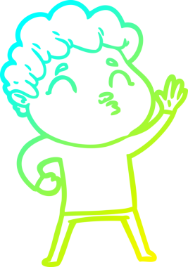 Bir insan tarafından çizilmiş soğuk çizgi film karakteri çizimi.