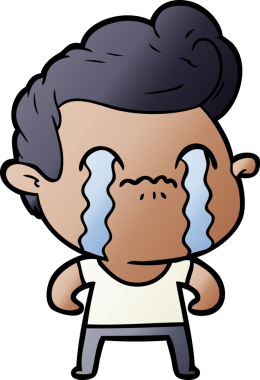 Bir insan tarafından çizilmiş ağlayan çizgi film adamı.