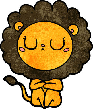 Bir insan tarafından çizilmiş çizgi film aslanı.