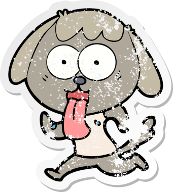 Bir insan tarafından çizilmiş şirin bir köpeğin sıkıntılı çıkartması.