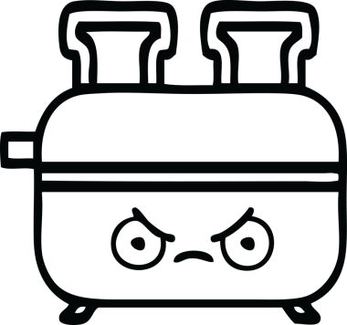 Bir insan tarafından çizilmiş bir tost makinesinin çizgi çizimi