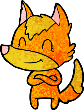 Bir insan tarafından çizilmiş tilki çizgi film karakteri