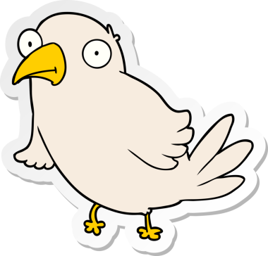 Bir insan tarafından çizilmiş karikatür kuşunun sıkıntılı çıkartması