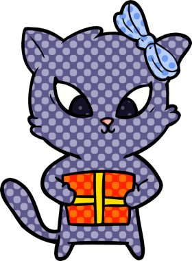 Bir insan tarafından çizilmiş çizgi film kedisi.