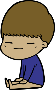 Bir insan tarafından çizilmiş kendini beğenmiş çizgi film çocuğu.