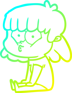 Bir insan tarafından çizilen ıslık çalan bir kızın soğuk gradyan çizgisi.