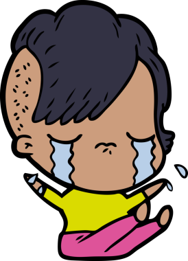 Bir insan tarafından çizilmiş ağlayan bir kız.