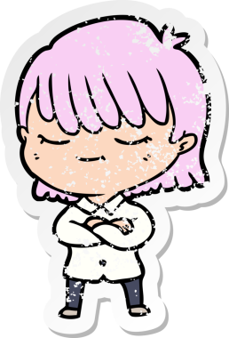 Bir insan tarafından çizilmiş karikatür bir kadının sıkıntılı çıkartması.